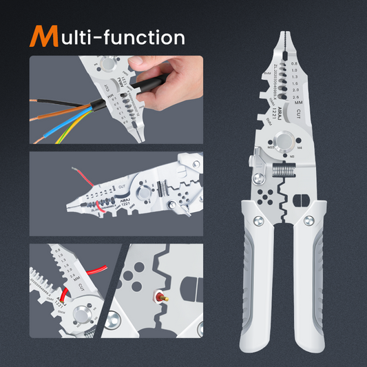 Multi-Function Wire Stripper and Cutter – 10-in-1 Electrical Tool with Wire Cutting, Stripping, Crimping & Screw Functions