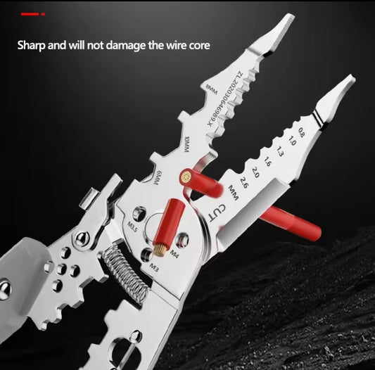 Multi-Function Wire Stripper and Cutter – 10-in-1 Electrical Tool with Wire Cutting, Stripping, Crimping & Screw Functions